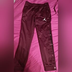 Jordan Bordeaux Snap-Button Track Pants with White Jumpman
